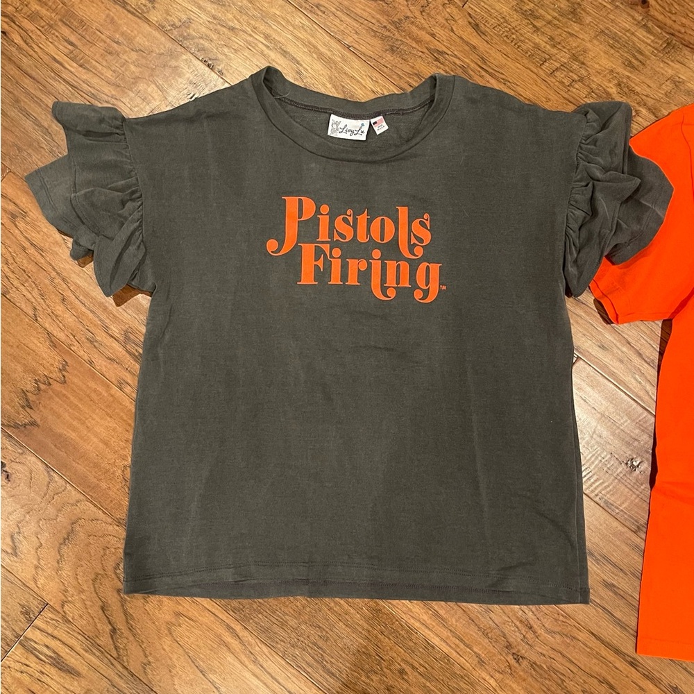 Oklahoma State Ruffle Sleeve Shirt - Grey and Orange